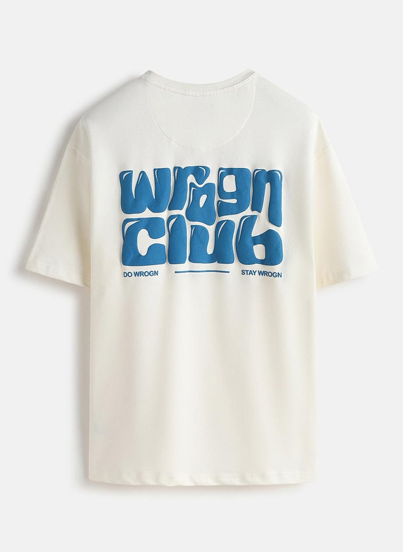 Wrogn Puff Printed Oversized T-Shirt | Off White - Image 3